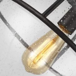 ED Ellen DeGeneres Crafted by Generation Lighting Atlas 12.5 in. W 1-Light Aged Iron Cage with Seeded Glass Orb Pendant by Generation Lighting Designer Collections -Hot Sale Light Society Store aged iron generation lighting designer collections chandeliers ep1101ai c3 1000