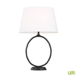ED Ellen DeGeneres Crafted by Generation Lighting Indo 26.625 in. Aged Iron Table Lamp with Linen Shade and LED Bulb by Generation Lighting Designer Collections -Hot Sale Light Society Store aged iron generation lighting designer collections table lamps et1001ai1 77 1000