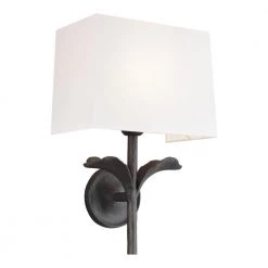 ED Ellen DeGeneres Crafted by Generation Lighting Georgia 1-Light 11 in. Aged Iron Sconce with White Linen Shade by Generation Lighting Designer Collections
