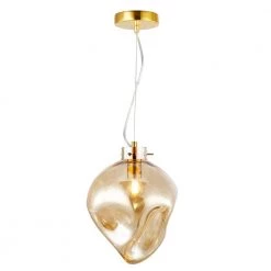 Bette1-Light Amber Pendant Light with Glass Shade by Light Society