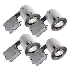 3.85 in. Slim Brushed Chrome Multidirectional Recessed Lighting Fixture (4-Pack) by BAZZ