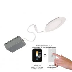4 in. Canless 5000k Tunable New Construction Integrated LED Recessed Light Kit with White Trim for Shallow Ceiling by BAZZ