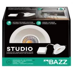 DISK 4 in. Anti-Glare Damp location 1000 Lumens 3000K Canless, New Construction Integrated LED Recessed Light Kit by BAZZ -Hot Sale Light Society Store bazz recessed lighting kits disk4w fa 1000