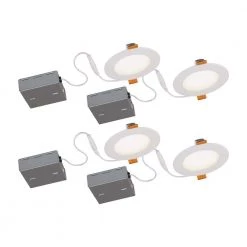 Slim Disk Stak 4 in. 3000K New Construction or Remodel IC Rated Recessed Integrated LED Kit (4-Pack) by BAZZ
