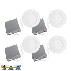 Slim Disk Mood 4 in. Selectable New Construction and Remodel IC Rated Canless Recessed Integrated LED Kit (4-Pack) by BAZZ