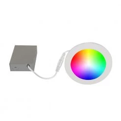 6 in. Wi-Fi RGB Tunable Slim Disk LED Recessed Fixture Kit-White (4-Pack) by BAZZ