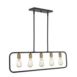 24.50 in. 5-Light Black Island Pendant with Vintage Edison Bulbs by DSI LIGHTING -Hot Sale Light Society Store black and antique brass dsi lighting chandeliers ds18957 1f 1000