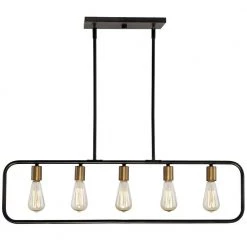 24.50 in. 5-Light Black Island Pendant with Vintage Edison Bulbs by DSI LIGHTING -Hot Sale Light Society Store black and antique brass dsi lighting chandeliers ds18957 c3 1000