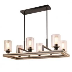 Charleston 6-Light Black and Faux Wood Chandelier with Clear Glass Shades by DSI LIGHTING -Hot Sale Light Society Store black and faux wood dsi lighting chandeliers ds18932 1f 1000
