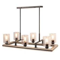 Charleston 6-Light Black and Faux Wood Chandelier with Clear Glass Shades by DSI LIGHTING -Hot Sale Light Society Store black and faux wood dsi lighting chandeliers ds18932 40 1000