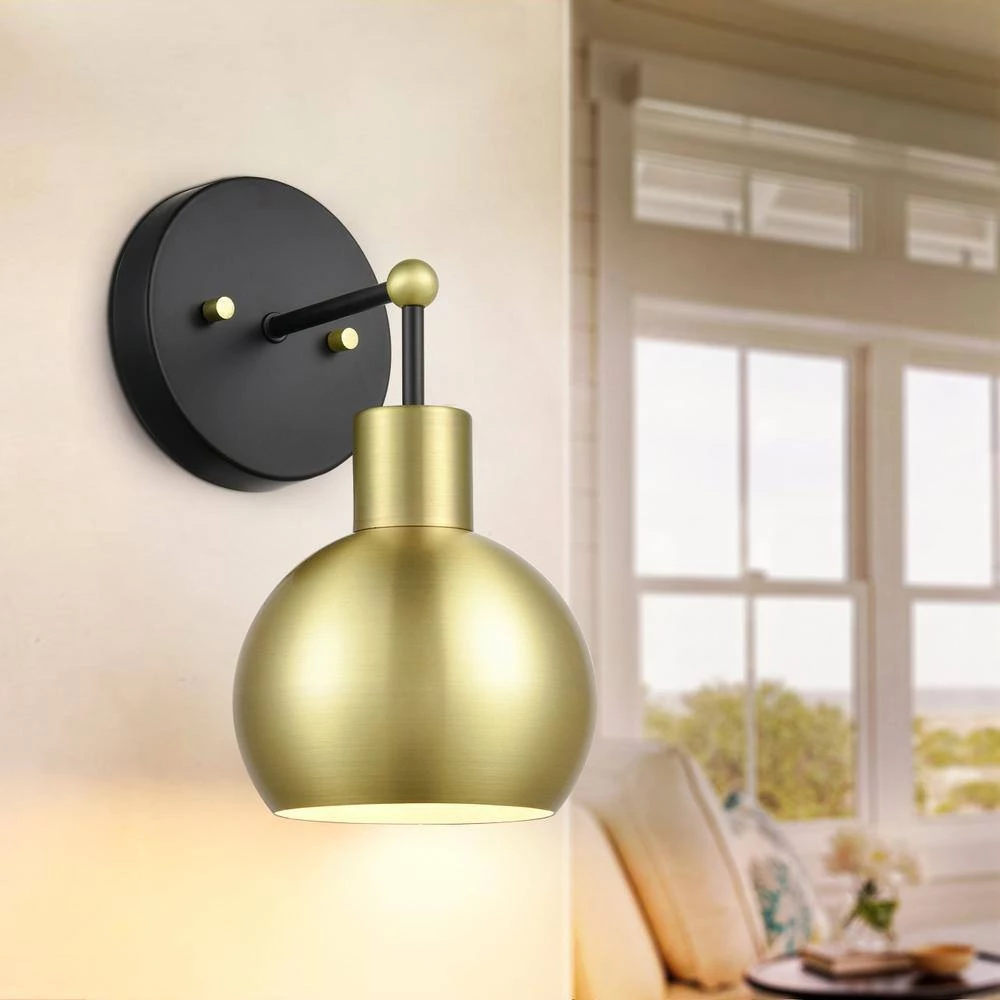 Bria 12.1 in. Black/Antique Brass Vanity Light with Metal Shade by Light Society 10 Bria 12.1 in. Black/Antique Brass Vanity Light with Metal Shade by Light Society - Image 8