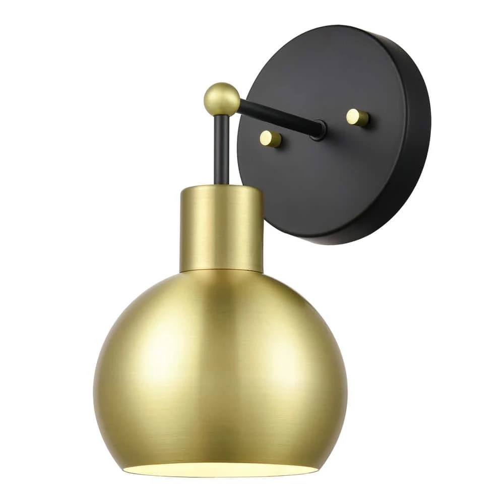Bria 12.1 in. Black/Antique Brass Vanity Light with Metal Shade by Light Society 3 Bria 12.1 in. Black/Antique Brass Vanity Light with Metal Shade by Light Society