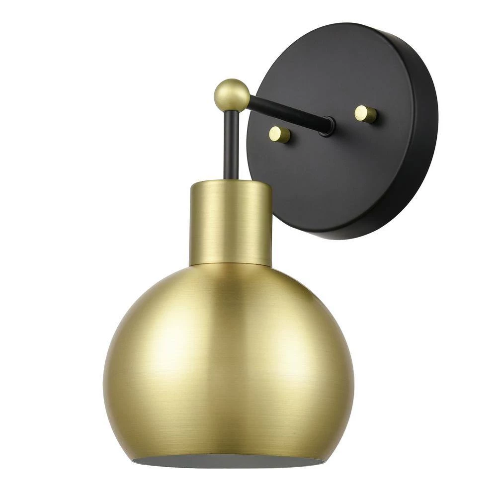 Bria 12.1 in. Black/Antique Brass Vanity Light with Metal Shade by Light Society 4 Bria 12.1 in. Black/Antique Brass Vanity Light with Metal Shade by Light Society - Image 2