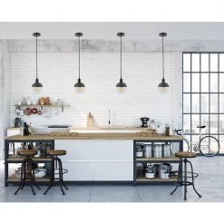 Vesta 1-Light Black Vintage Pendant with Glass Shade by BAZZ -Hot Sale Light Society Store black bazz chandeliers p17261bk1b 1f 1000