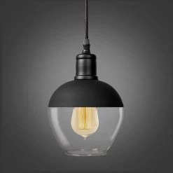 Vesta 1-Light Black Vintage Pendant with Glass Shade by BAZZ -Hot Sale Light Society Store black bazz chandeliers p17261bk1b c3 1000