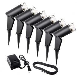 Luvia Low Voltage Black LED Landscape Spotlight Kit with Transformer (Set of 6) by BAZZ