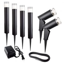 Luvia Low Voltage Black LED Landscape Light Kit with Transformer (Set of 6) by BAZZ