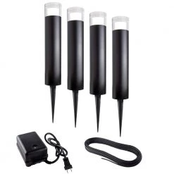 Luvia Low Voltage Black Landscape Bollard Kit with Transformer (Set of 4) by BAZZ