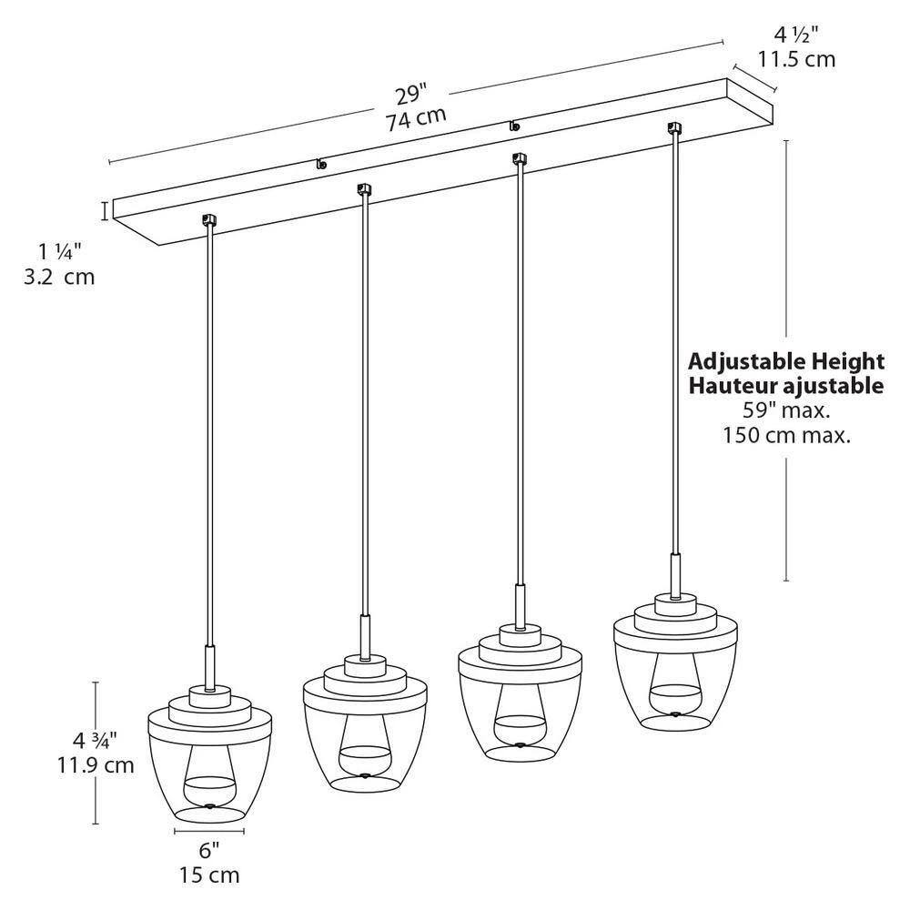 64 in. 4-Light Vintage Quadruple Pendants Fixture by BAZZ 7 64 in. 4-Light Vintage Quadruple Pendants Fixture by BAZZ - Image 5