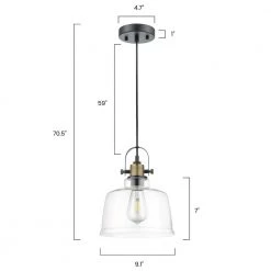 Arie 1-light Black/Brass/Clear ​Pendant Light with Glass Shad by Light Society -Hot Sale Light Society Store black brass clear light society chandeliers ls c529 cl brs 76 1000