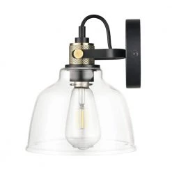 Arie 1-Light Black/Brass/Clear Wall Sconce with Glass Shade by Light Society -Hot Sale Light Society Store black brass clear light society wall sconces ls w528 cl brs 1f 1000