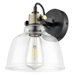 Arie 1-Light Black/Brass/Clear Wall Sconce with Glass Shade by Light Society -Hot Sale Light Society Store black brass clear light society wall sconces ls w528 cl brs 44 1000