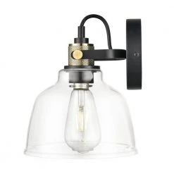 Arie 1-Light Black/Brass/Clear Wall Sconce with Glass Shade by Light Society -Hot Sale Light Society Store black brass clear light society wall sconces ls w528 cl brs 4f 1000