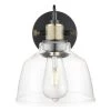 Arie 1-Light Black/Brass/Clear Wall Sconce with Glass Shade by Light Society
