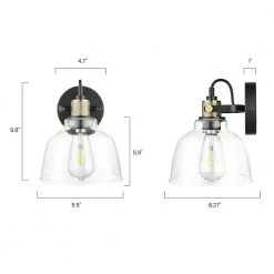 Arie 1-Light Black/Brass/Clear Wall Sconce with Glass Shade by Light Society -Hot Sale Light Society Store black brass clear light society wall sconces ls w528 cl brs 76 1000