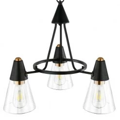 Petra 3-Light Black/Brass Chandelier with Clear Glass Shades by Light Society -Hot Sale Light Society Store black brass light society chandeliers ls c358 bk brs 4f 1000