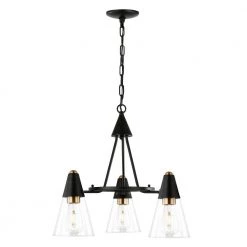 Petra 3-Light Black/Brass Chandelier with Clear Glass Shades by Light Society -Hot Sale Light Society Store black brass light society chandeliers ls c358 bk brs c3 1000