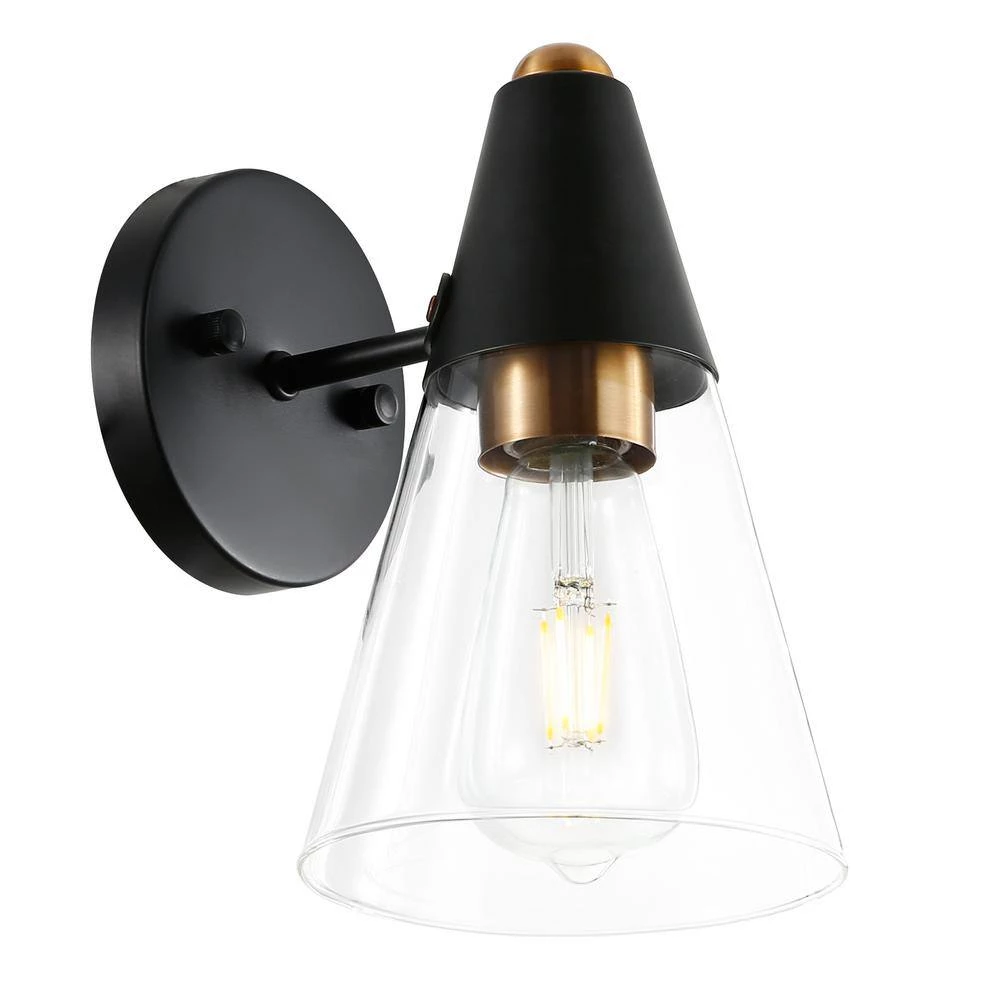 Petra 4.75 in. Black/Brass Wall Sconce by Light Society 6 Petra 4.75 in. Black/Brass Wall Sconce by Light Society - Image 4