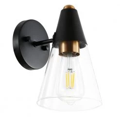 Petra 4.75 in. Black/Brass Wall Sconce by Light Society 14 Petra 4.75 in. Black/Brass Wall Sconce by Light Society -Hot Sale Light Society Store black brass light society wall sconces ls w356 bk brs 44 1000