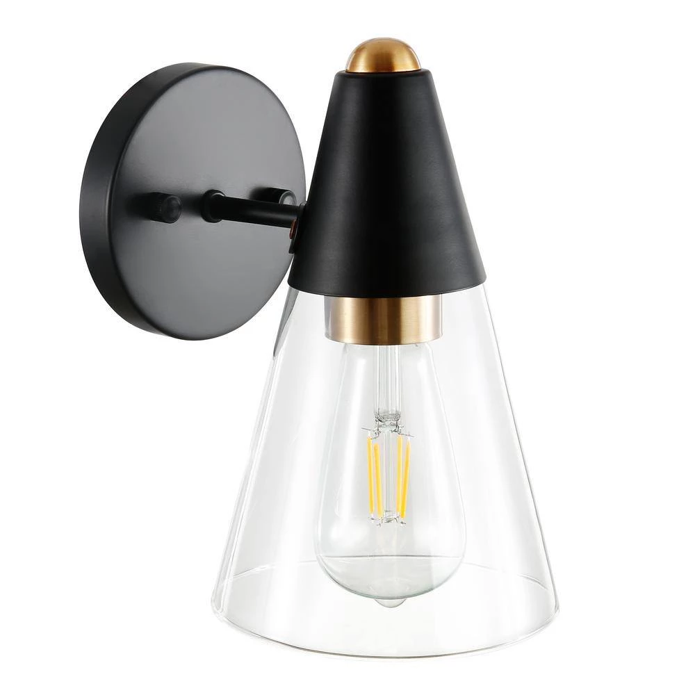 Petra 4.75 in. Black/Brass Wall Sconce by Light Society 5 Petra 4.75 in. Black/Brass Wall Sconce by Light Society - Image 3
