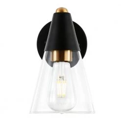 Petra 4.75 in. Black/Brass Wall Sconce by Light Society