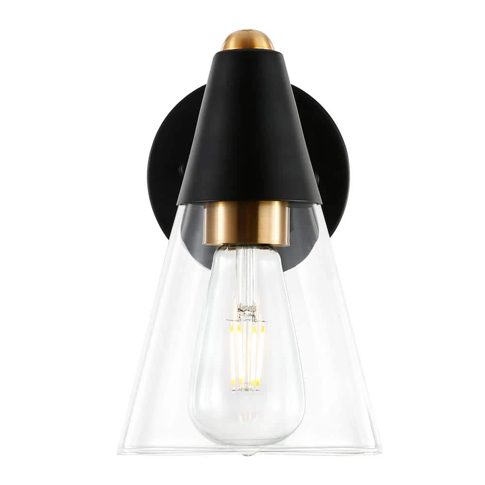 Petra 4.75 in. Black/Brass Wall Sconce by Light Society 3 Petra 4.75 in. Black/Brass Wall Sconce by Light Society