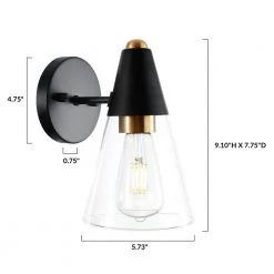 Petra 4.75 in. Black/Brass Wall Sconce by Light Society 16 Petra 4.75 in. Black/Brass Wall Sconce by Light Society -Hot Sale Light Society Store black brass light society wall sconces ls w356 bk brs 76 1000