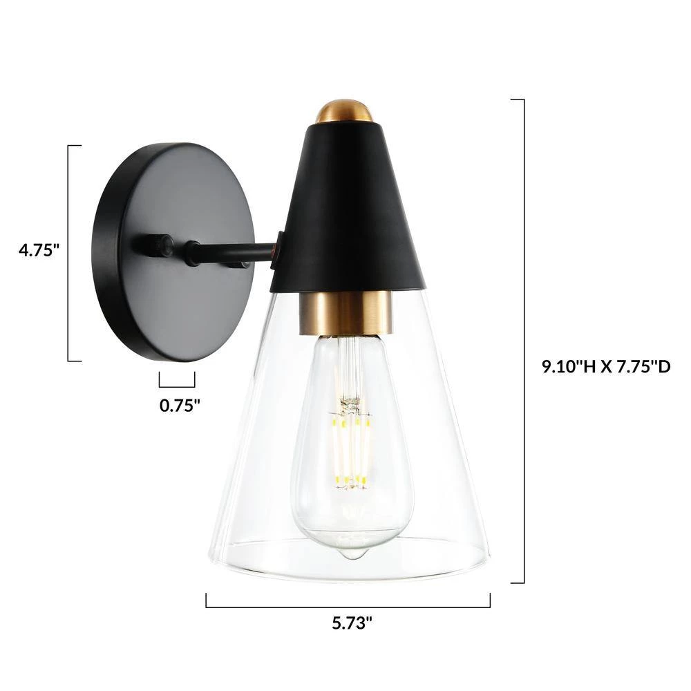 Petra 4.75 in. Black/Brass Wall Sconce by Light Society 9 Petra 4.75 in. Black/Brass Wall Sconce by Light Society - Image 7