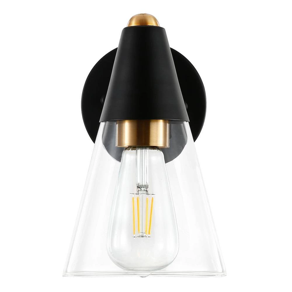 Petra 4.75 in. Black/Brass Wall Sconce by Light Society 4 Petra 4.75 in. Black/Brass Wall Sconce by Light Society - Image 2