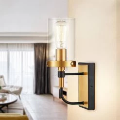 Emme 1-Light Black/Brushed Brass Vanity Light by Light Society -Hot Sale Light Society Store black brushed brass light society vanity lighting ls v461 bk bb 31 1000