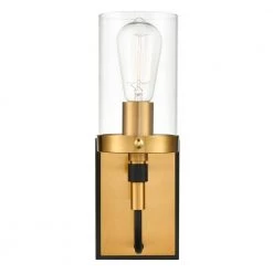 Emme 1-Light Black/Brushed Brass Vanity Light by Light Society