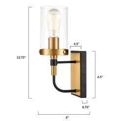 Emme 1-Light Black/Brushed Brass Vanity Light by Light Society -Hot Sale Light Society Store black brushed brass light society vanity lighting ls v461 bk bb 76 1000