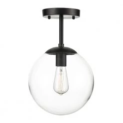 Zeno 1-Light Black/Clear Globe Ceiling Light with Glass Shade by Light Society -Hot Sale Light Society Store black clear light society chandeliers ls c176 bk cl 4f 1000