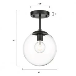 Zeno 1-Light Black/Clear Globe Ceiling Light with Glass Shade by Light Society -Hot Sale Light Society Store black clear light society chandeliers ls c176 bk cl 76 1000