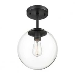Zeno 1-Light Black/Clear Globe Ceiling Light with Glass Shade by Light Society -Hot Sale Light Society Store black clear light society chandeliers ls c176 bk cl fa 1000