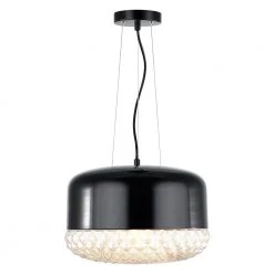 Enzo1-Light Black/Clear Pendant with Glass Shade by Light Society