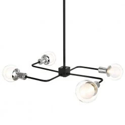 Cellini 4-Light Black Chandelier with Clear Glass Shades by Light Society -Hot Sale Light Society Store black clear light society chandeliers ls c418 bk cl 4f 1000