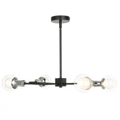 Cellini 4-Light Black Chandelier with Clear Glass Shades by Light Society