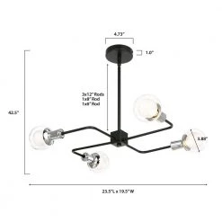 Cellini 4-Light Black Chandelier with Clear Glass Shades by Light Society -Hot Sale Light Society Store black clear light society chandeliers ls c418 bk cl 76 1000