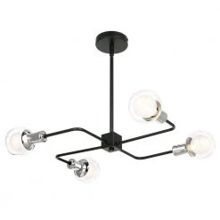 Cellini 4-Light Black Chandelier with Clear Glass Shades by Light Society -Hot Sale Light Society Store black clear light society chandeliers ls c418 bk cl c3 1000